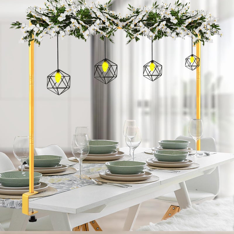 Over The Table Rod Stand with Clamps Adjustable 31110 Length 3164 Height Gold Table Balloon Arch Stand with Storage Bag For Halloween Christmas Party Wedding Anniversary Decoration