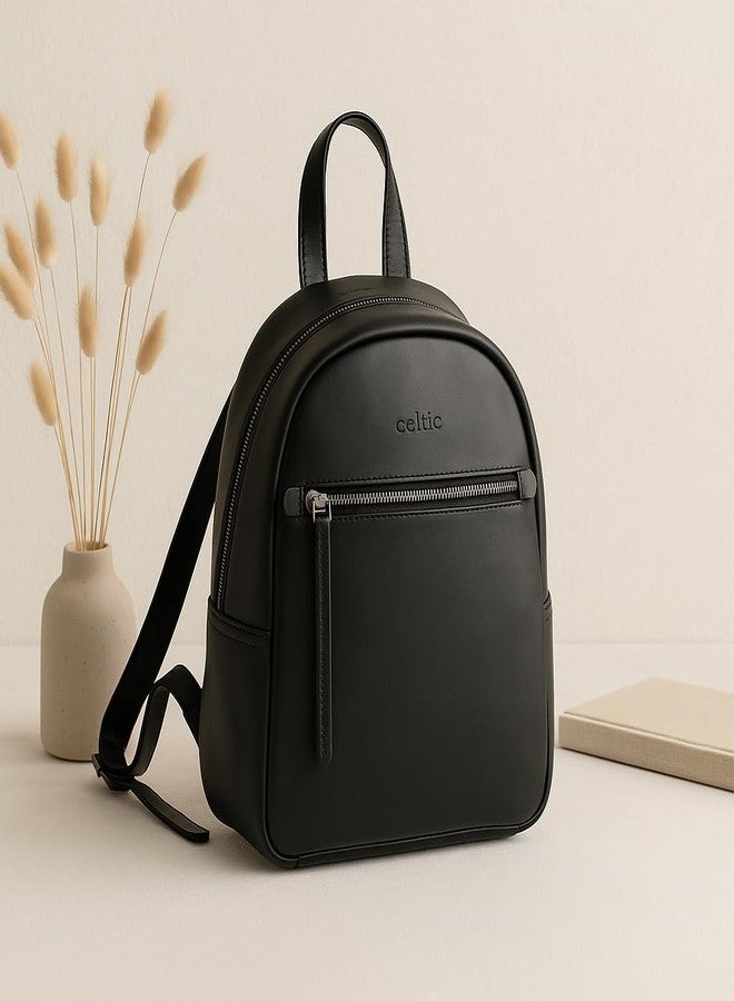 Celtic Premium Genuine Leather Backpack for Women | Minimal Structured Design with Front Zip Pocket - Image 5