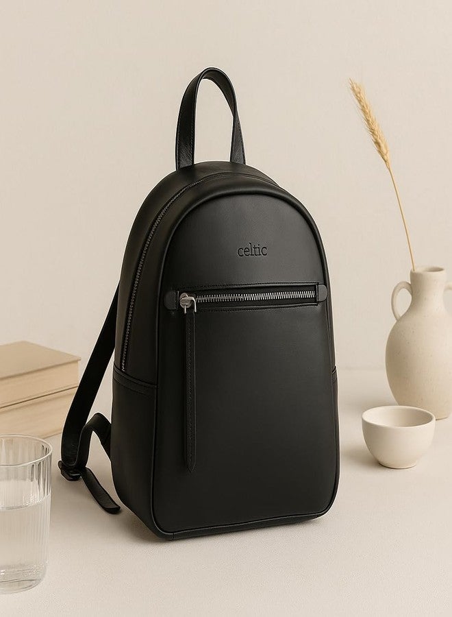 Celtic Premium Genuine Leather Backpack for Women | Minimal Structured Design with Front Zip Pocket - Image 4
