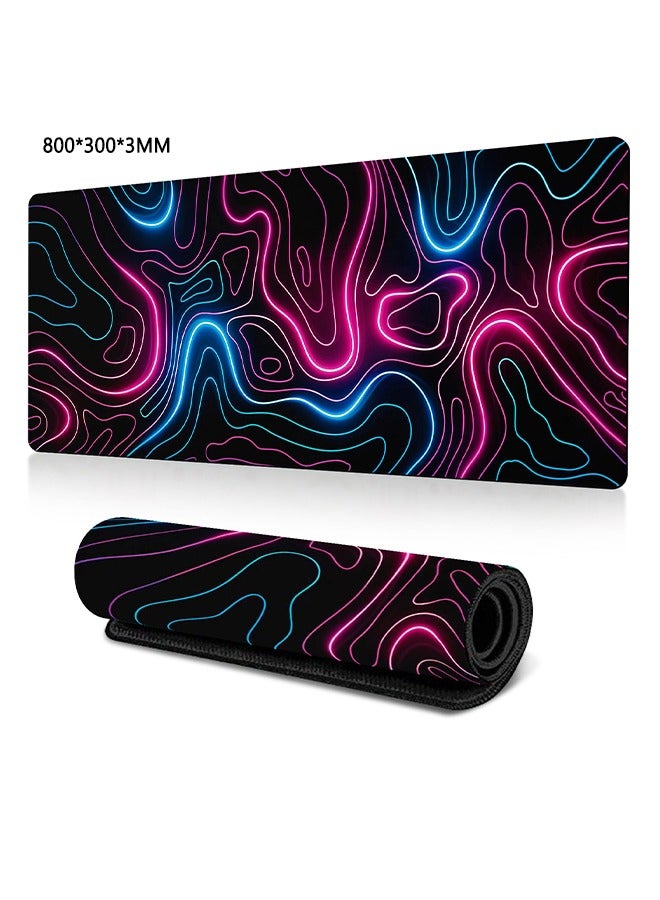Large Gaming Mousepad with Non-Slip Rubber Base and Stitched Edge Smooth Cloth Surface Long Computer Keyboard Mouse Mat for Home Office Work Desk 800*300*3MM - Image 1
