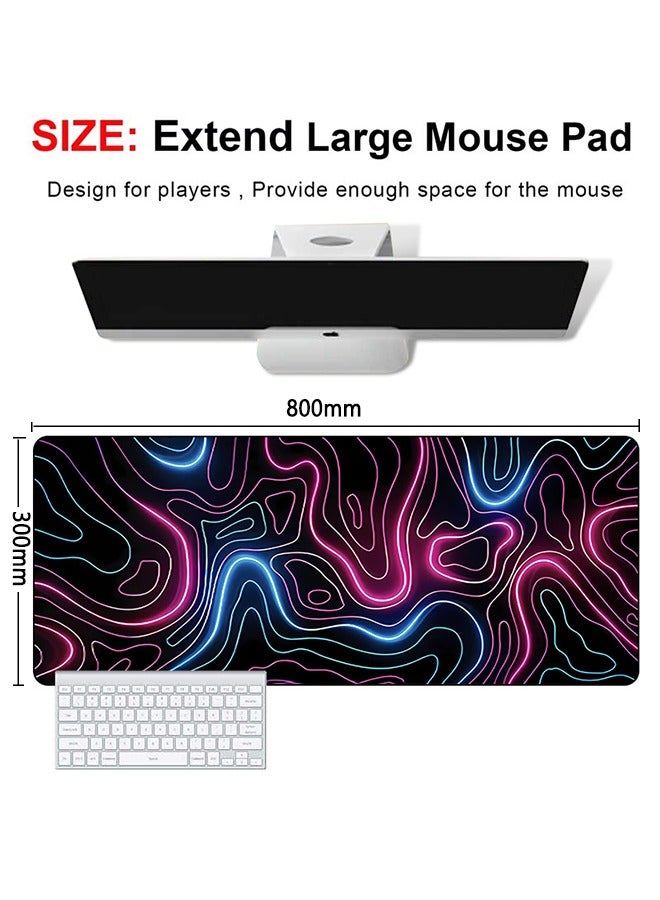 Large Gaming Mousepad with Non-Slip Rubber Base and Stitched Edge Smooth Cloth Surface Long Computer Keyboard Mouse Mat for Home Office Work Desk 800*300*3MM - Image 2
