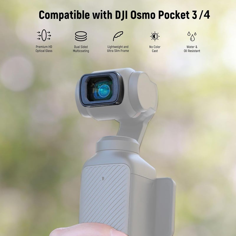 مجموعة مرشحات NEEWER ND/PL (4 قطع) وعدسة واسعة الزاوية 0.75X متوافقة مع ملحقات مجموعة DJI Osmo Pocket 3 Creator Combo، ND8/PL ND16/PL ND32/PL ND64/PL مرشح ND مستقطب CPL مع واقيات الشاشة، FL-B07 - Image 4