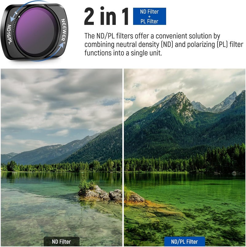 مجموعة مرشحات NEEWER ND/PL (4 قطع) وعدسة واسعة الزاوية 0.75X متوافقة مع ملحقات مجموعة DJI Osmo Pocket 3 Creator Combo، ND8/PL ND16/PL ND32/PL ND64/PL مرشح ND مستقطب CPL مع واقيات الشاشة، FL-B07 - Image 5