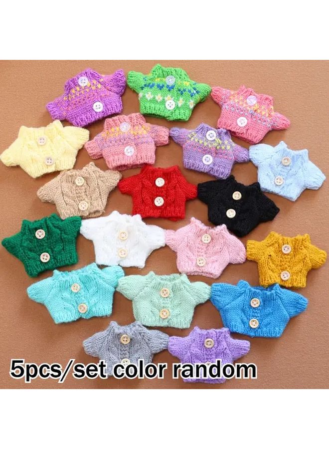 5 قطع ترترل لطيف بلون عشوائي، سترة ضفادع صغيرة ناعمة من الكروشيه، ملابس للحيوانات الأليفة بإغلاق زر - Image 2