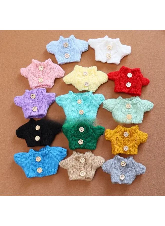 5 قطع ترترل لطيف بلون عشوائي، سترة ضفادع صغيرة ناعمة من الكروشيه، ملابس للحيوانات الأليفة بإغلاق زر - Image 5