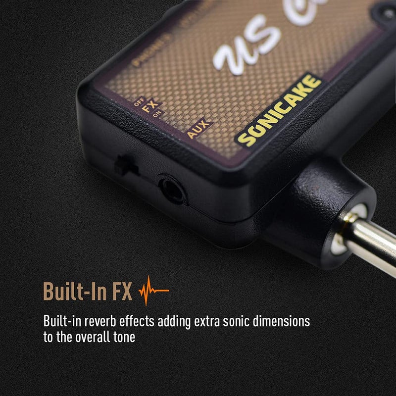 SONICAKE QAP-2E أمفونكس US كلاسيك بلوز أوفردرايف سماعة رأس جيتار محمولة قابلة للشحن عبر USB مع تأثيرات مدمجة ومدخل AUX، كابل شحن USB - Image 3