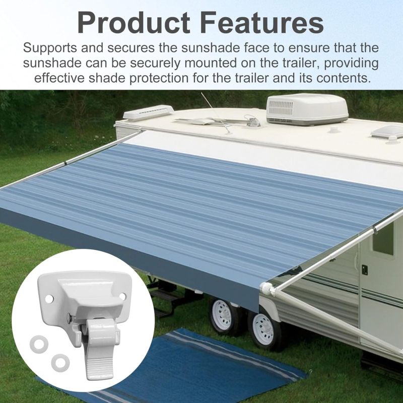RV Awning Bottom Bracket: Sturdy Metal White Wall Mount - Perfect Compatibility For Dometic & Sunchaser Series For RV Camper Trailer Replacement Parts - Image 3
