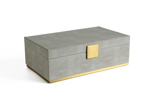 WV Ivory Shagreen Large Decorative Box PU Leather Rectangular Storage Box for Shel Closet Storage Dresser Jewelry Box Men's &Women's Accessories Organizer (ivory, 14x8.3 inch) - Image 1