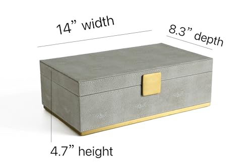 WV Ivory Shagreen Large Decorative Box PU Leather Rectangular Storage Box for Shel Closet Storage Dresser Jewelry Box Men's &Women's Accessories Organizer (ivory, 14x8.3 inch) - Image 2