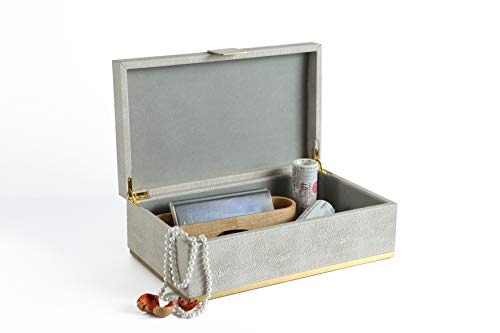 WV Ivory Shagreen Large Decorative Box PU Leather Rectangular Storage Box for Shel Closet Storage Dresser Jewelry Box Men's &Women's Accessories Organizer (ivory, 14x8.3 inch) - Image 4