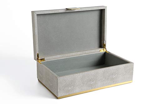 WV Ivory Shagreen Large Decorative Box PU Leather Rectangular Storage Box for Shel Closet Storage Dresser Jewelry Box Men's &Women's Accessories Organizer (ivory, 14x8.3 inch) - Image 5