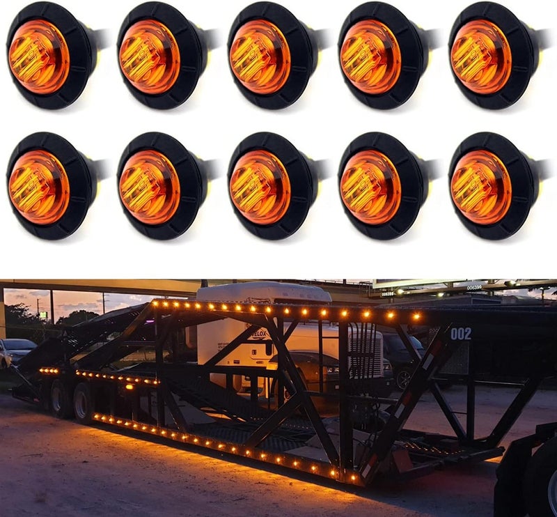 KEING 10 Pack Amber + 10 Pack Red + 10 Pack White Sealed Waterproof Mini Small Round 3/4 Inch LED Marker lights Signal Lights Indicator Lights 12V for Trailer Truck Bus Van ATV RV Lorry Caravan - Image 2