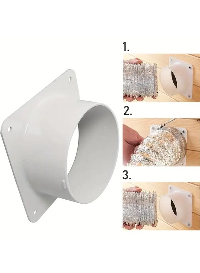 4 Inch Plastic Ventilation Duct Connector Flange For Dryers Wall Ceiling Air Pipe - Image 3