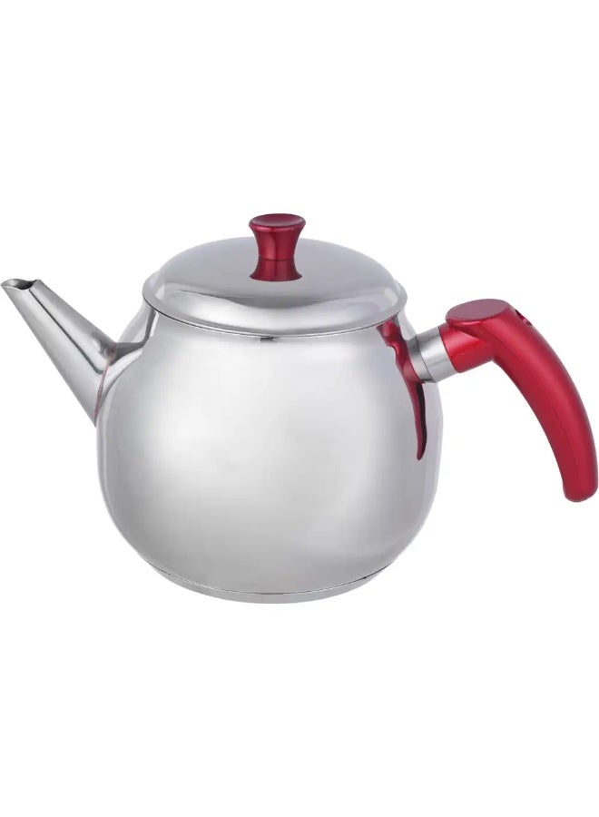 Stainless steel teapot, bakelite handle, 2 liters - silver red