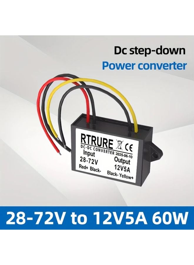 RT 28721205 DC Power Converter 60W 5A Wide Voltage 28 72V Input 12V Output - Image 1