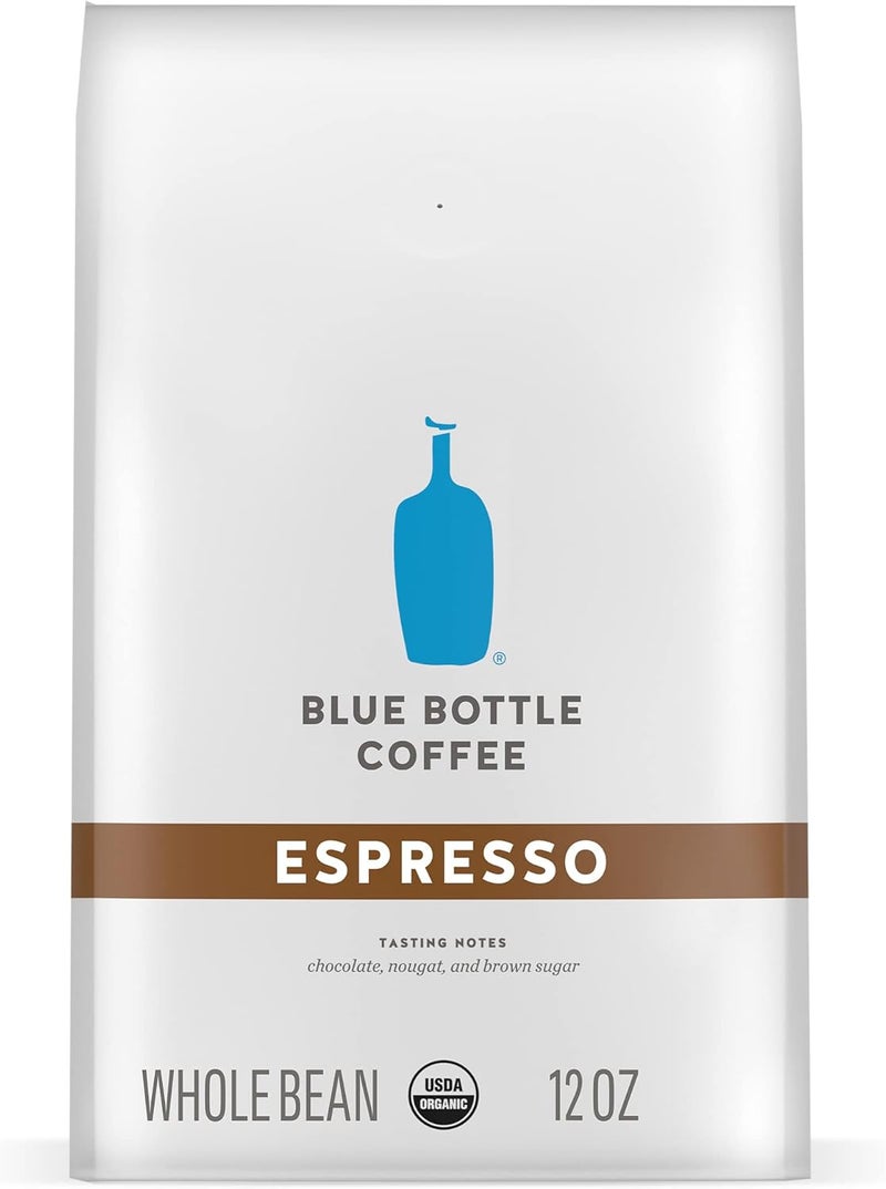 blue bottle coffee قهوة إسبريسو عضوية حبوب كاملة من بلو بوتل، تحميص داكن، 12 أونصة - Image 1