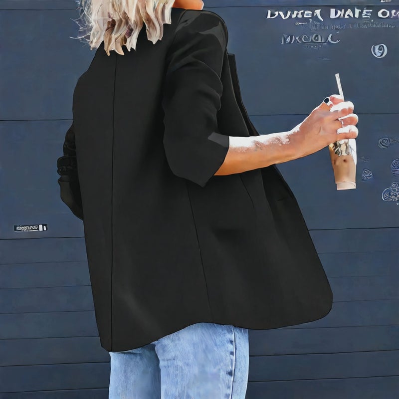 Women's Casual Blazer Open Front Longline Loose Fit Office Work Jacket - Image 2