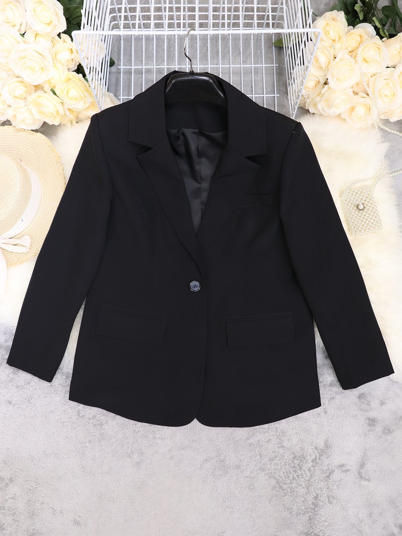 Women's Casual Blazer Open Front Longline Loose Fit Office Work Jacket - Image 3