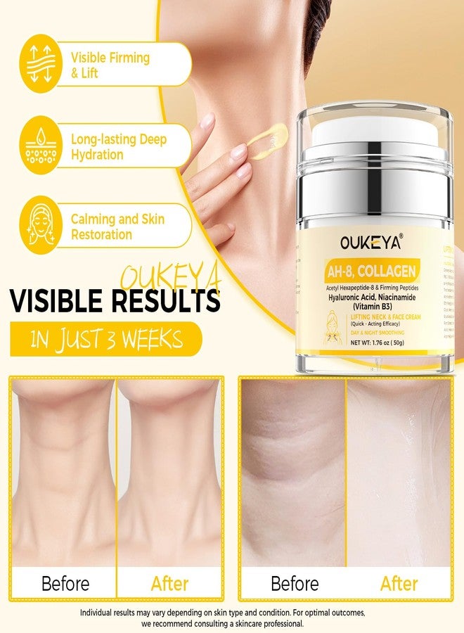 OUKEYA Collagen Neck Creams for Tightening and Firming, Face Moisturizer, Hydrating Anti-Aging Face Moisturizer for Firming Sagging Skin, Smoothing Fine Lines on Neck & Décolletage & Face - Image 5