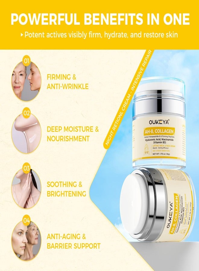 OUKEYA Collagen Neck Creams for Tightening and Firming, Face Moisturizer, Hydrating Anti-Aging Face Moisturizer for Firming Sagging Skin, Smoothing Fine Lines on Neck & Décolletage & Face - Image 2
