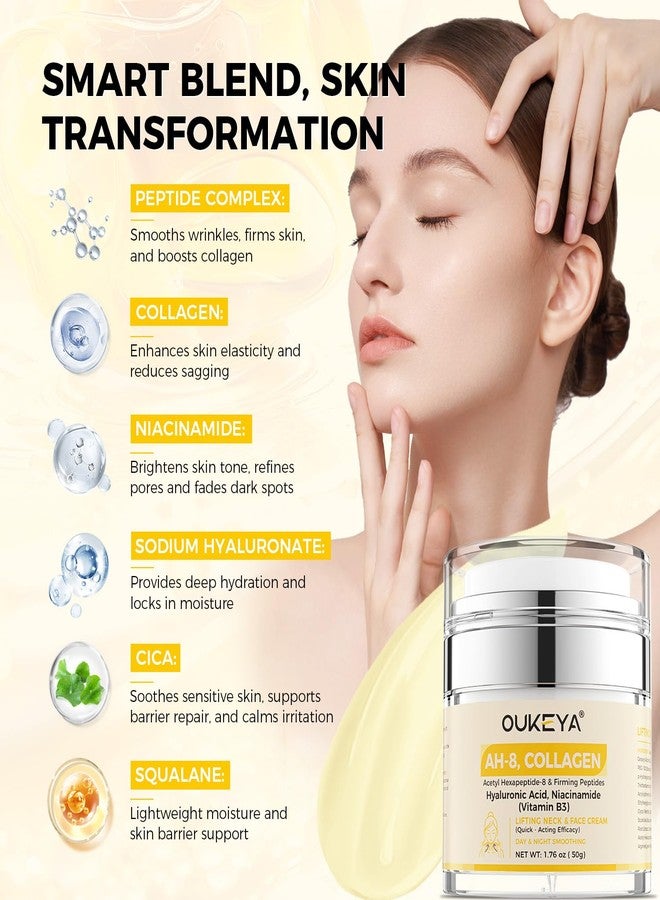 OUKEYA Collagen Neck Creams for Tightening and Firming, Face Moisturizer, Hydrating Anti-Aging Face Moisturizer for Firming Sagging Skin, Smoothing Fine Lines on Neck & Décolletage & Face - Image 4