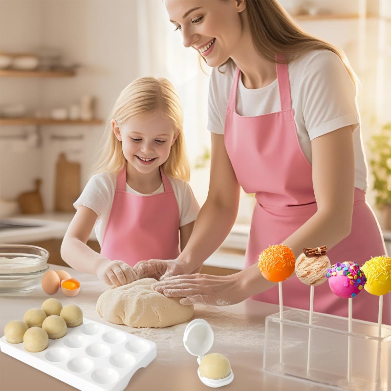 MITCHENIFY Round Sphere Cake Pop Mold Press with Tray Set, Plastic Cake Pop Shapes Cutter and Pusher Kit, Baking Molds Accessories Supplies for Home Baking, Birthday Parties,Wedding Desserts - Image 4