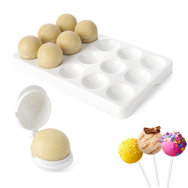 MITCHENIFY Round Sphere Cake Pop Mold Press with Tray Set, Plastic Cake Pop Shapes Cutter and Pusher Kit, Baking Molds Accessories Supplies for Home Baking, Birthday Parties,Wedding Desserts - Image 1