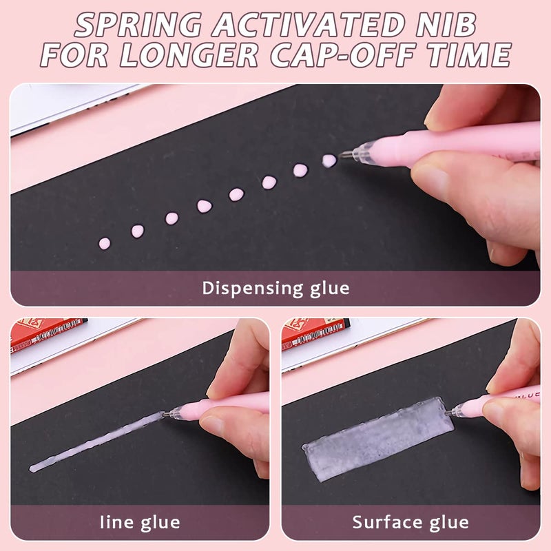 OneNine Quick Dry Glue Pen, 6Pcs Adhesive Glue Pens Crafting Fabric Glue Pen Set, Portable Glue Dispensing Pen For Scrapbook, Papercrafts, Handmade Stationery, Art Craft, Diy Foil-Stamping - Image 3
