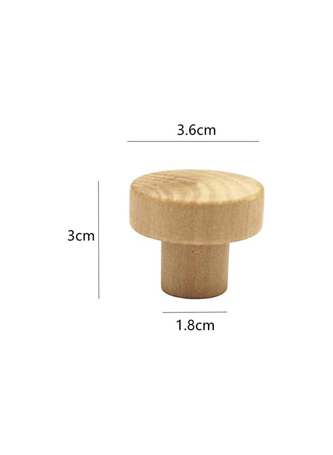 WEICHUAN 20PCS Round Unfinished Wood Cabinet Furniture Drawer Knobs Pulls Handles (Diameter: 3.6cm Height: 3cm) - Image 2