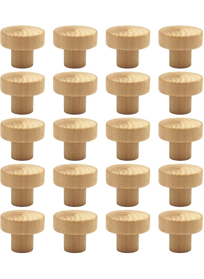 WEICHUAN 20PCS Round Unfinished Wood Cabinet Furniture Drawer Knobs Pulls Handles (Diameter: 3.6cm Height: 3cm) - Image 1