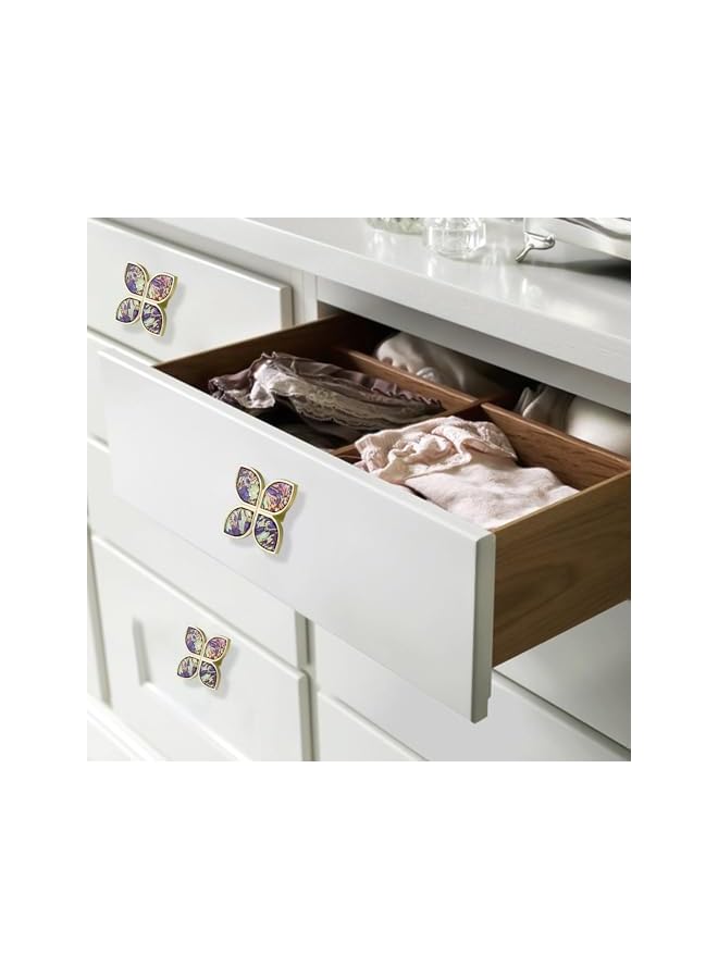 PROMASS مقابض برونزية على شكل رباعي الأوراق، مقابض سحب ذهبية، مقابض خزائن على شكل رباعي الأوراق مع براغي لخزائن الأدراج ومطبخ (أكواريل، 6 قطع) - Image 5