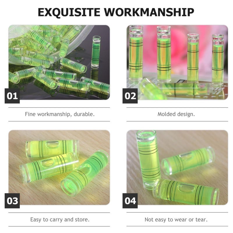 100Pcs Horizontal Bubble Level Vials 9.5x40mm Cylindrical Spirit Level for Picture Frame Precision Measuring - Image 5