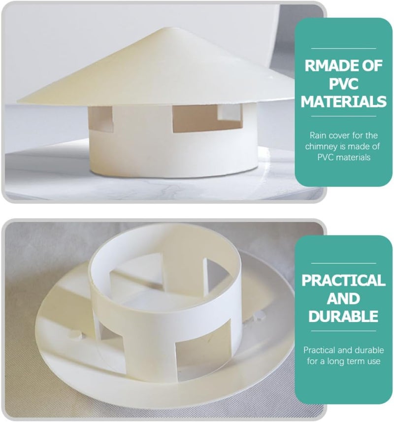 LALAFINA Roof Vent Cap and Chimney Rainproof Cover PVC Ventilation Mushroom Rain Cap for Outdoor Drainage Pipes and Roof Ventilation Systems - Image 3