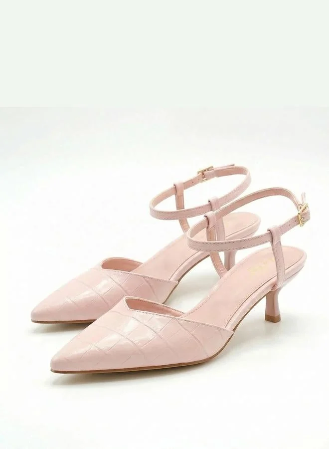 ستايلي حذاء مفتوح من الخلف بنقشة جلد التمساح