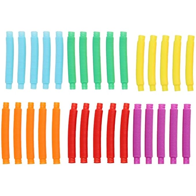 NOENNULL 30 Pop Tubes Fidget Tubes for Kids and Adults, Sensory Toys Set Relieve Stress and Anxiety Learning Educational Toys for Kids - Image 1