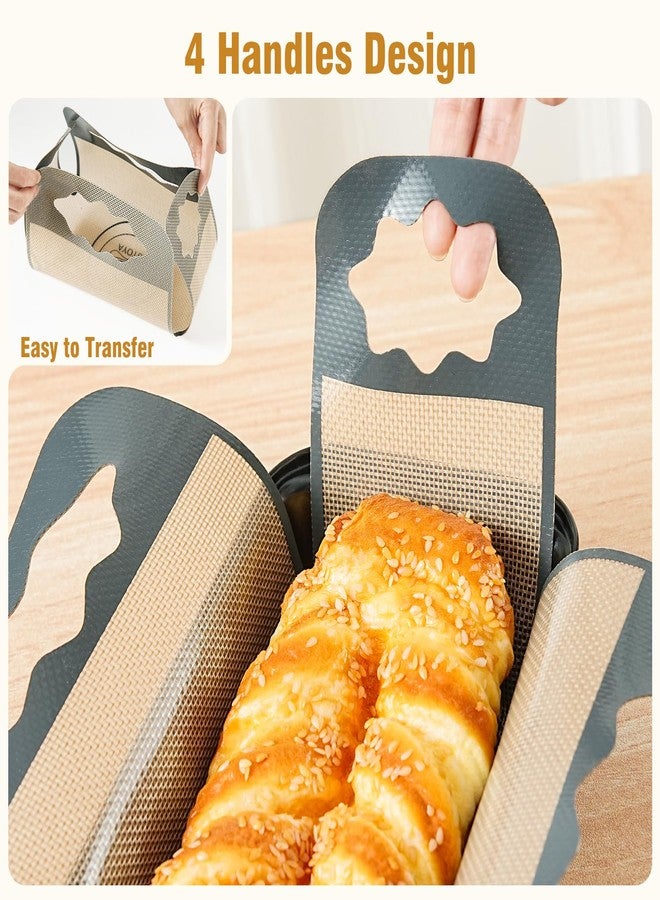 UTOYA 2 Pcs Reusable Silicone Bread Loaf Pan Liner, Food Grade BPA Free Bread Baking Mat, Non-Stick and Heat Resistant Dough Transfer Tool, Sourdough Sling with 4 Handles, Fits 9x5" or 1.5Lb Loaf Pans - Image 4