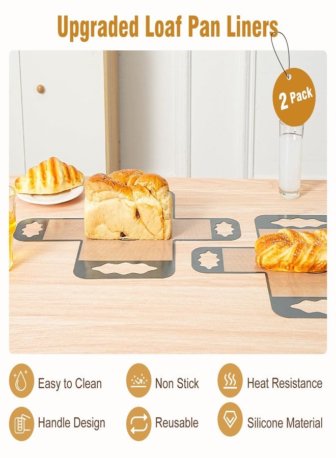 UTOYA 2 Pcs Reusable Silicone Bread Loaf Pan Liner, Food Grade BPA Free Bread Baking Mat, Non-Stick and Heat Resistant Dough Transfer Tool, Sourdough Sling with 4 Handles, Fits 9x5" or 1.5Lb Loaf Pans - Image 3