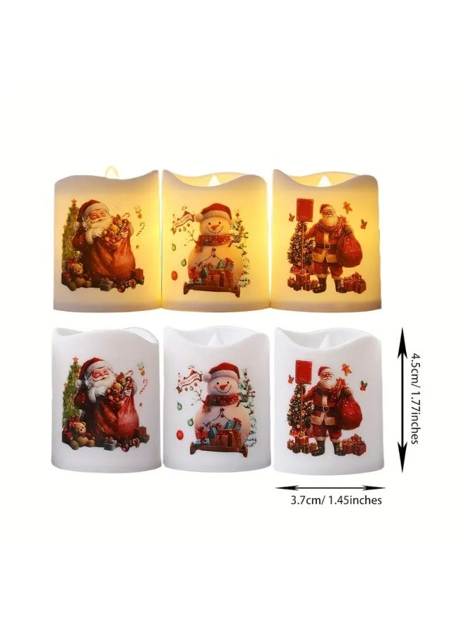 Home Care 6-pack من الشموع LED بدون لهب لعيد الميلاد - أضواء فوطية بلاستيكية تعمل بالبطارية قابلة لإعادة الاستخدام | ديكور منزلي آمن، أجواء رومانسية ولوازم حفلات العطلات - Image 4