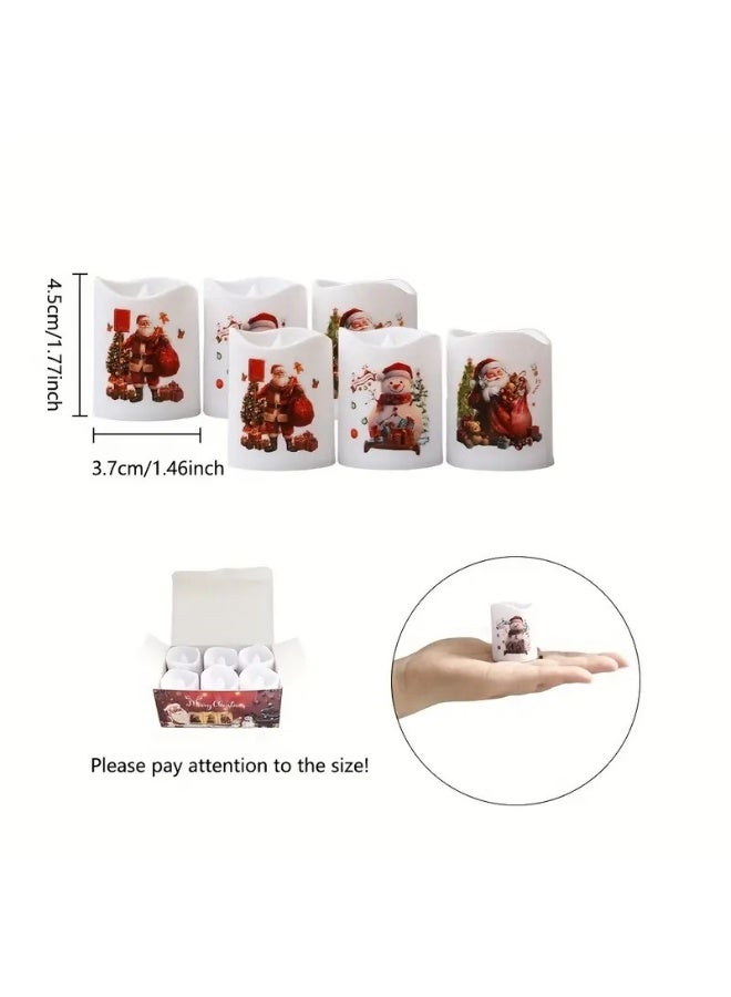 Home Care 6-pack من الشموع LED بدون لهب لعيد الميلاد - أضواء فوطية بلاستيكية تعمل بالبطارية قابلة لإعادة الاستخدام | ديكور منزلي آمن، أجواء رومانسية ولوازم حفلات العطلات - Image 5