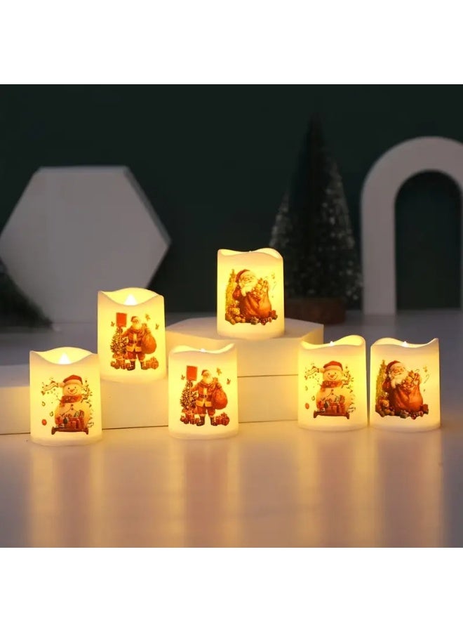 Home Care 6-pack من الشموع LED بدون لهب لعيد الميلاد - أضواء فوطية بلاستيكية تعمل بالبطارية قابلة لإعادة الاستخدام | ديكور منزلي آمن، أجواء رومانسية ولوازم حفلات العطلات - Image 2