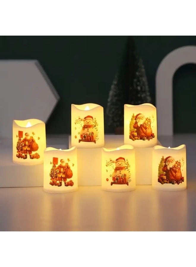 Home Care 6-pack من الشموع LED بدون لهب لعيد الميلاد - أضواء فوطية بلاستيكية تعمل بالبطارية قابلة لإعادة الاستخدام | ديكور منزلي آمن، أجواء رومانسية ولوازم حفلات العطلات - Image 3