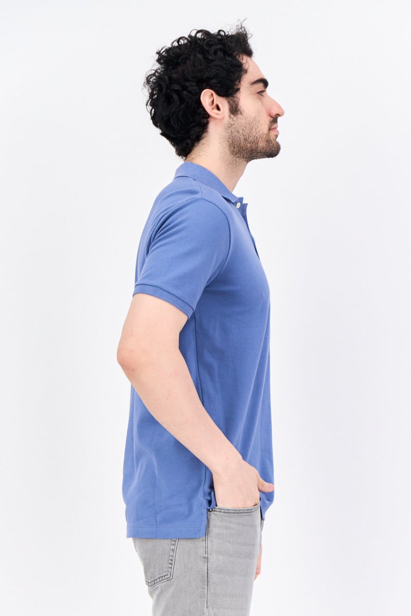 GAP Men Regular Fit Short Sleeves Plain Polo Shirt, Dusty Blue - Image 4