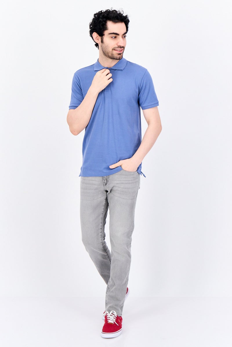 GAP Men Regular Fit Short Sleeves Plain Polo Shirt, Dusty Blue - Image 2