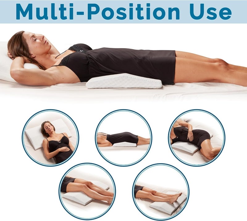 Luckam Lumbar Support Pillow, for Sleeping Memory Foam Pillow for Back Pain Relief, Side, Back and Stomach Sleepers, Triangle Wedge Bolster Pillow, Bed Rest Pillow, White, Standard - Image 3