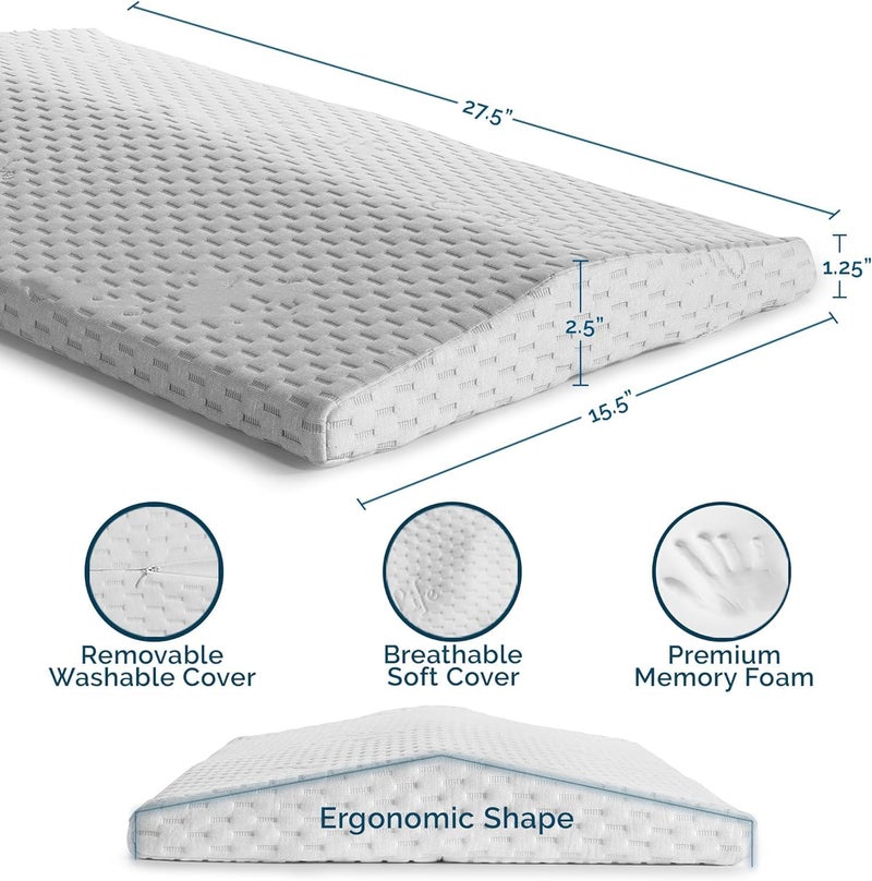 Luckam Lumbar Support Pillow, for Sleeping Memory Foam Pillow for Back Pain Relief, Side, Back and Stomach Sleepers, Triangle Wedge Bolster Pillow, Bed Rest Pillow, White, Standard - Image 4