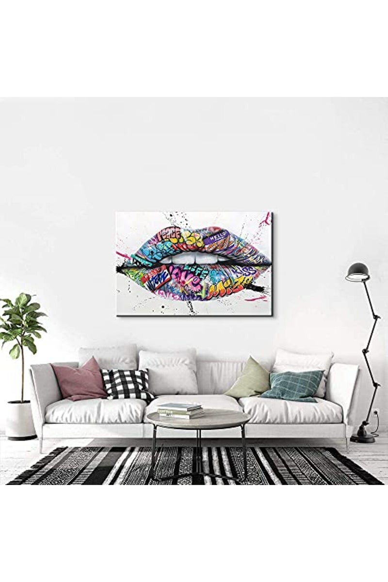 Mistyefly Lip Art Canvas Wall Art - Colorful Street Art Pop Posters for Living Room & Bedroom Decor (24''Hx36''W) - Image 5