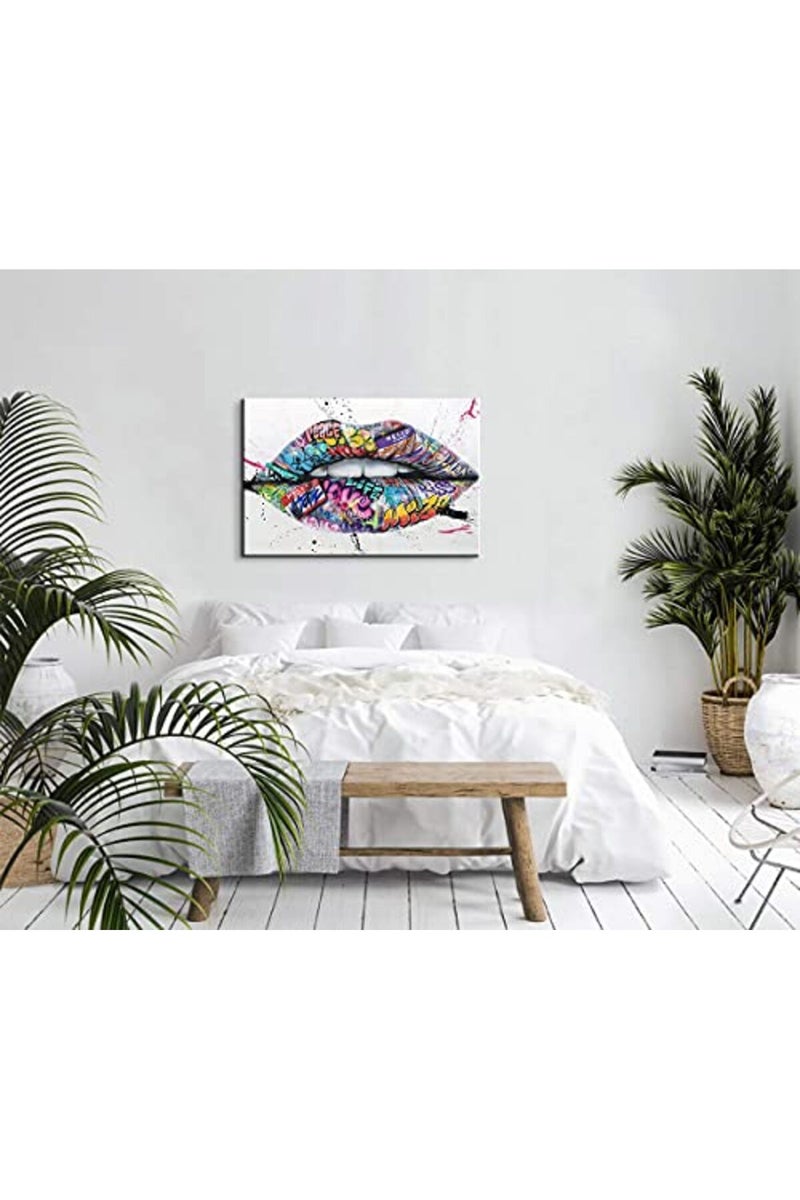Mistyefly Lip Art Canvas Wall Art - Colorful Street Art Pop Posters for Living Room & Bedroom Decor (24''Hx36''W) - Image 4