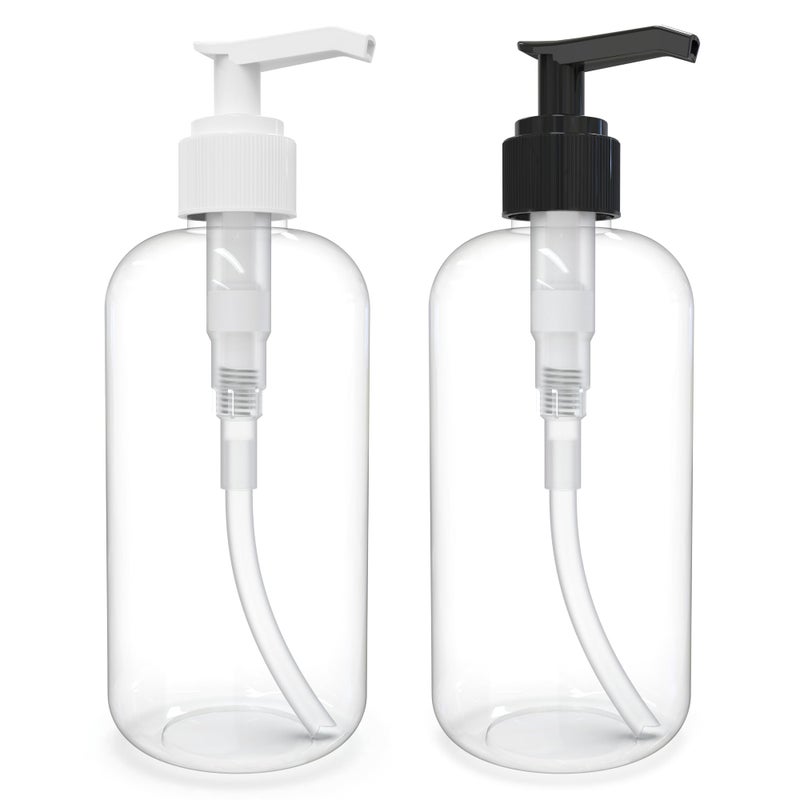 زجاجات مضخة لوشن فارغة BRIGHTFROM سعة 8 أونصات حاويات بلاستيكية قابلة لإعادة التعبئة خالية من BPA PETE1 شفافة رائعة للصابون والشامبو واللوشن والصابون السائل وكريمات الجسم وزيوت التدليك عبوة من 2 أبيض وأسود