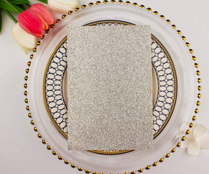 Lucky Star 50 pcs 250GSM Silver Glitter Wedding Invitations Cards Laser Cut Pocket Covers only, no envelope,no insert 5x7 - Image 2