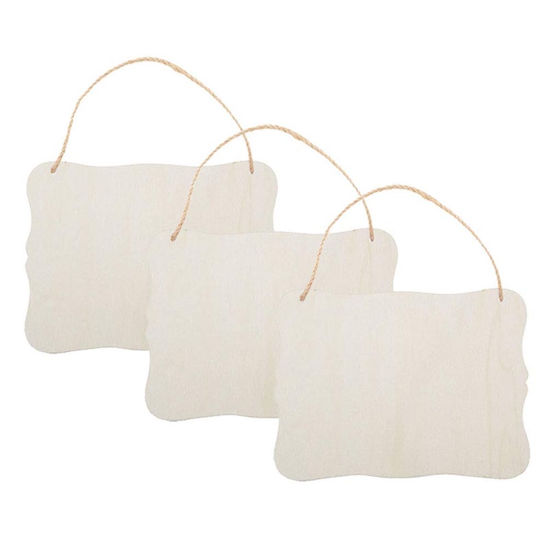 JANOU JANOU 3pcs Unfinished Wood Sign Blank Hanging Wooden Plaque DIY Craft Project Wood Sign with Rope Door Wall Art Decorative Style 3 9x65